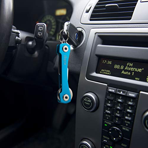 Smart Compact Key Holder & Key Organizer Keychain-Pro with Premium Accessories and Smart Key Ring/loop for Car Keys & Pocket Key Holder, Bottle Opener and Carabiner up to 20 Keys (Blue))