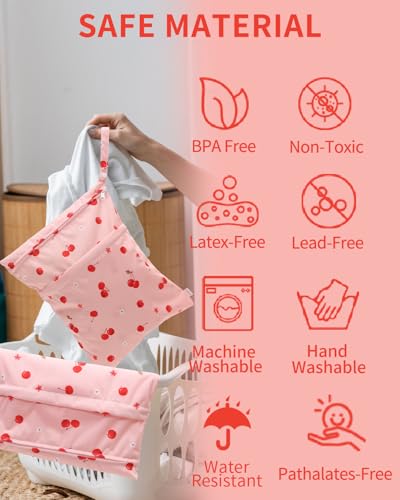 Image of babygoal Wet and Dry Pockets for Baby Nappies, Washable Travel Bags, Beach, Pool, Gym Bag for Swimsuits and Wet Clothes, with Two Zip Pockets, Girl colour: 42, 30cm x 36cm, Wet and Dry Bag