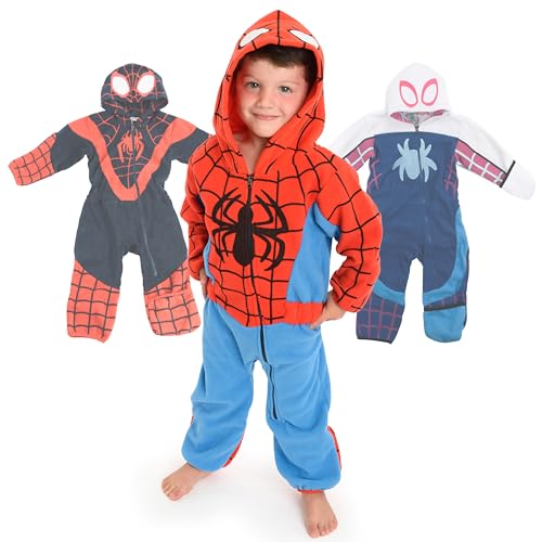 Image of Cuddle Club Spiderman Fleece Baby Bunting Bodysuit - Spiderman Onesie Baby Fleece Jumpsuit - Baby Snowsuit Spiderman Baby Clothes - Baby Boy & Baby Girl Clothes for Winter - Baby Onesies newborn