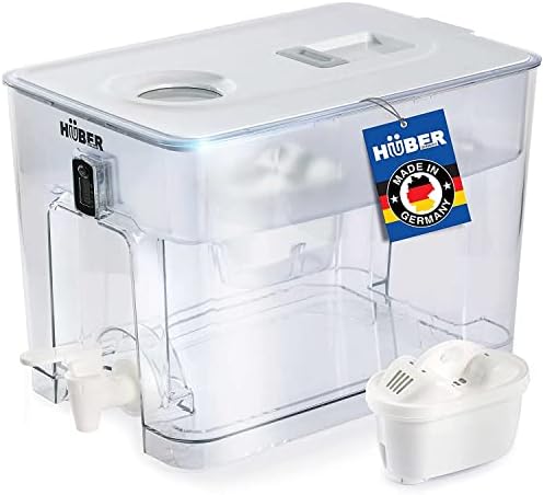 HUBER Extra Large 40 Cup Water Filter Pitcher Dispenser for Fridge and Countertop, 2.5 Gallons with Filter, Water Purifier, Filtered Water Dispenser