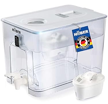 AMAZON - HUBER Extra Large 40 Cup Water Filter Pitcher Dispenser for Fridge and Countertop, 2.5 Gallons with Filter, Water Purifier, Filtered Water Dispenser