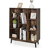 【Retro-Stil & elegantes Aussehen】 Dieses offene Bücherregal hat ein offenes Design und eine hübsche Holzmaserung. Durch dieses Design ist er eine tolle Ergänzung für die Einrichtung zuhause oder im Büro.