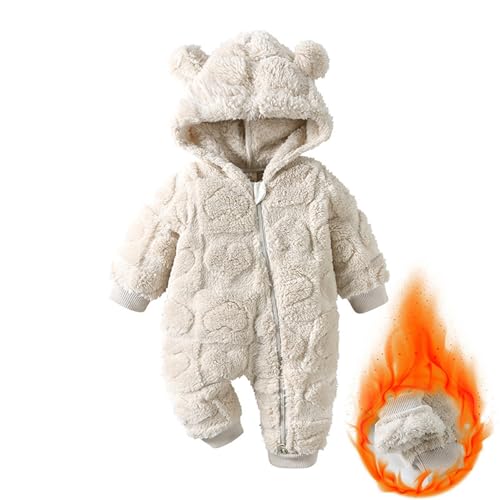 Baby Girls Fleece Jumpsuits Long Sleeve Footed Hooded Zip-Up Jumpsuits Winter Warm Thick Flannel Plush Clothes2