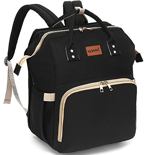 Image of KUWANI Diaper Bag Backpack, Multifunction Travel Baby Changing Bags for Dad/Mom, Large Unisex Waterproof Diaper Backpack with Stroller Straps, Baby Registry Search(Black)