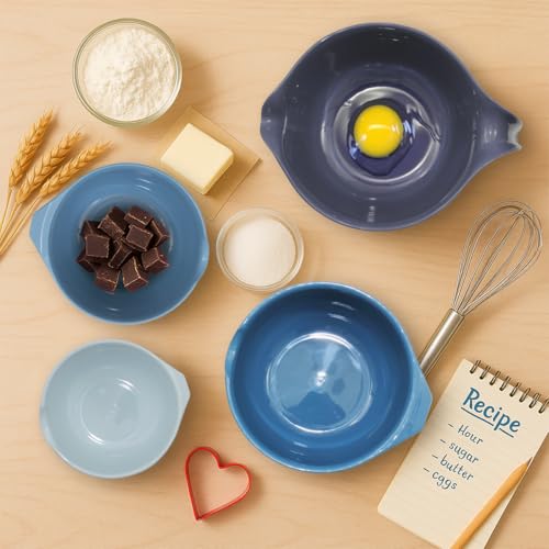 Glad Mixing Bowls with Pour Spout, Set of 4 - Nesting Plastic Bowls (1.2qt, 1.9qt, 2.8qt, and 3qt with Handle) - Non Slip Base, Dishwasher Safe Kitchen Cooking and Baking Supplies, Blue - image 2