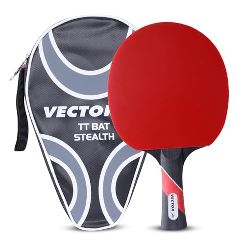 Image of Vector X Cyber Table Tennis Playset (2 Racquets + 3 Balls + 1 Net) (Ball) Table Tennis Racquet and T.T Balls Set with Table Tennis Net (Multi-Color) (Stealth Table Tennis 1 Bat /Racquet)