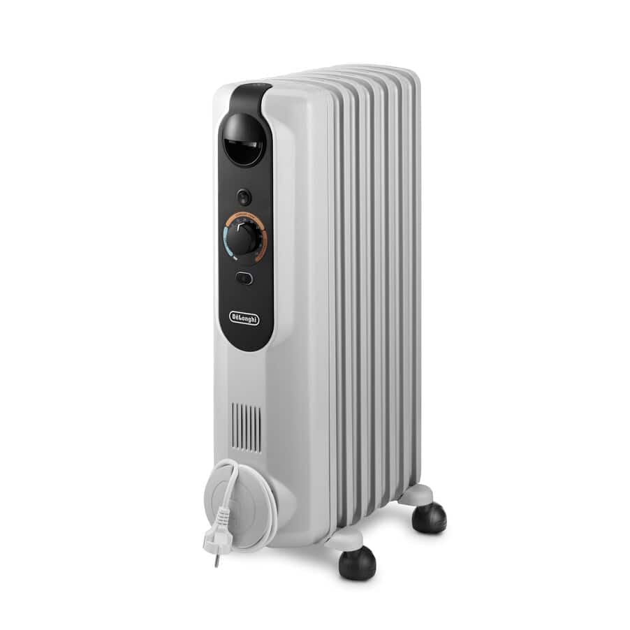 De'Longhi Radia S Easytronic TRRSE0715, Radiador Eléctrico de Aceite, Ahorra EnergÃa, 7 Aletas, Habitaciones hasta 45m³, 3 Modos, Termostato de Seguridad, Modo Anti hielo, Ruedas, 1500W, Gris