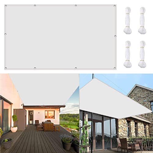 Voile d'ombrage rectangulaire 3 x 5 m imperméable blanc extérieur