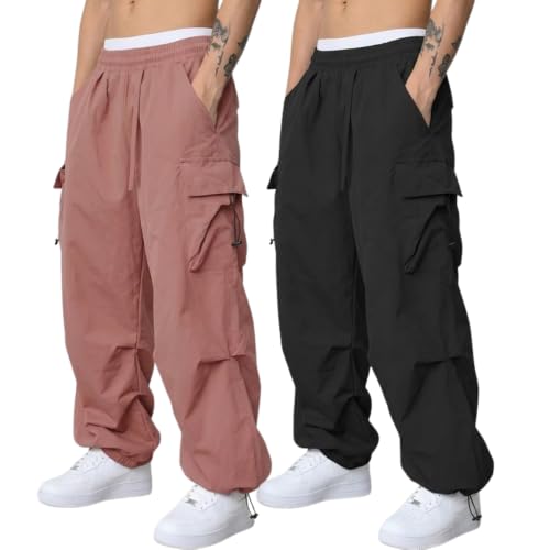 Image of GRECIILOOKS Men's Cargo Pants | 4 Pocket Cotton Cargo Joggers for Men | Loose Fit Stylish Pant with Pockets | Casual Baggy Trousers & Streetwear Lower