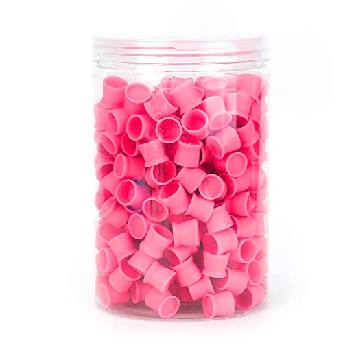 300pcs Tattoo Ink Cup Disposable Silicone Tattoo Pigment Cup Eyebrow Eyeliner Lip Color Pigment Cup Tattoo Pigment Holder(Pink)