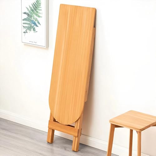 Image of Foldable Wooden Study Table for Home & Office, Portable Laptop Desk, Space Saving Folding Computer Table for Bedroom, Living Room Natural Wood Finish.