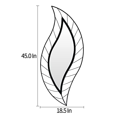 Ironsmithn Wall Mirror Mounted Decorative Mirror Leaf Stylish Decor For Bathroom Vanity, Living Room Or Bedroom(Black) #TOP1
