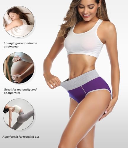 Image of wirarpa Women's Cotton Underwear High Waist Full Coverage Brief Panty Multipack