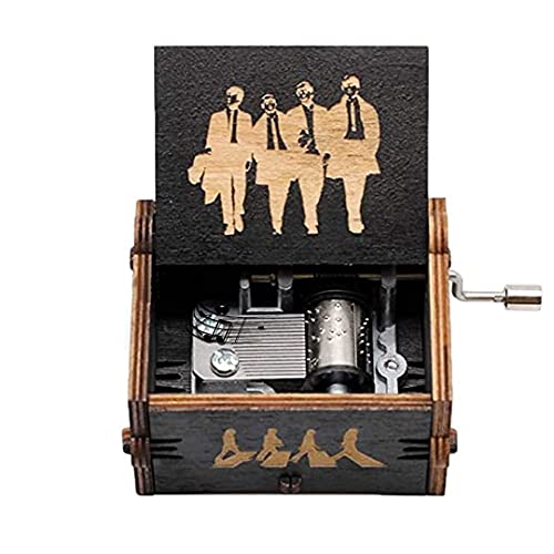 EITHEO Wooden Music Box Antique Carved Hand Crank Theme Music (Bea-tles)