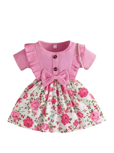 Image of Buy & Try by Dharmikaay Lycra Girl's Floral Printed Frock Dress for Girls Short Frock Baby Princess Wester Dress| Stylish Fancy Kids Clothing for Festival, Birthday, Fashion