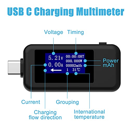 Diymore 1_X12918 Type C Usb Tester,Diymore Usb C Charging Multimeter 0-5.1A 4-30V Digital Usb Charger Doctor Lcd Display Usb Power Tester Voltage Current Voltmeter Qc 2.0 & Qc 3.0 thumb #1