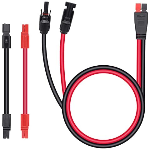 Billion wealth 10 AWG 1m/42inch Solar Connector to 45A Battery Quick Connector Extension Cable with 2Pack 4inch Red/Black Battery Quick Adapters Harness Compatible with Portable Power Station Cover