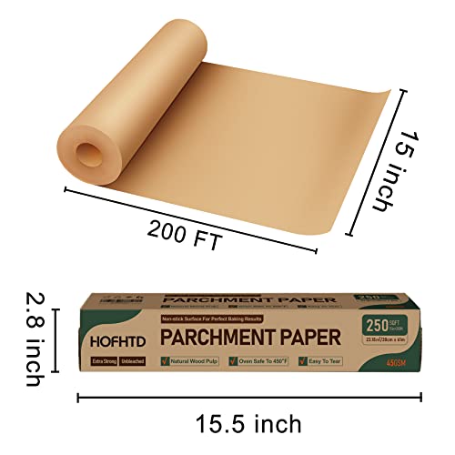 Parchment Paper For Baking, 15 In X 200 Ft Air Fryer Disposable Paper Liner, Non-Stick Unbleached Parchment Paper Roll, Hofhtd Baking Paper Roll For Grilling, Steaming, Pans, Oven #TOP4