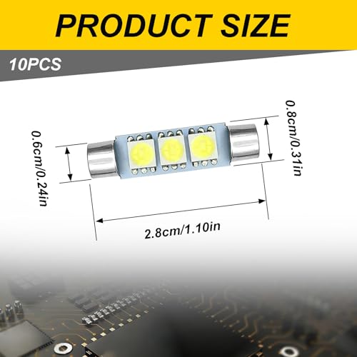 Kit de 10 luces LED para espejo y techo auto 12V blanco miniatura 2