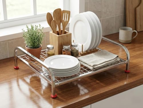 Image of Palomino Heavy-Duty Stainless Steel Shelf | Countertop Storage Organizer for Induction Cooktop, Office Supplies, & Toiletries