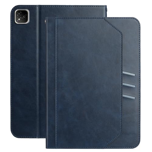XFDSFDL® Schutzhülle für Infinix Xpad X1101 (11 Zoll) PU Leder Hülle Tragbarkeit Schlüsselband Brieftasche mit Ständer Taschen Kartenfächern Ledertasche Blau