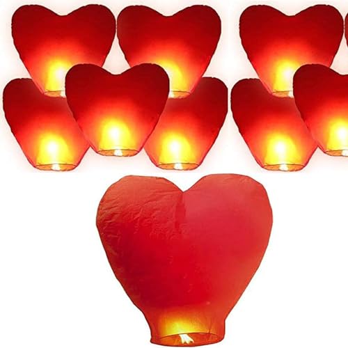 REWIAR - Lanternes Célestes Chinoises - Lanternes Volantes en Papier Célestes Souhaitant pour Un Anniversaire, Mariage, Mariages, Anniversaires, Monuments, Fête (Rouge 20pcs)