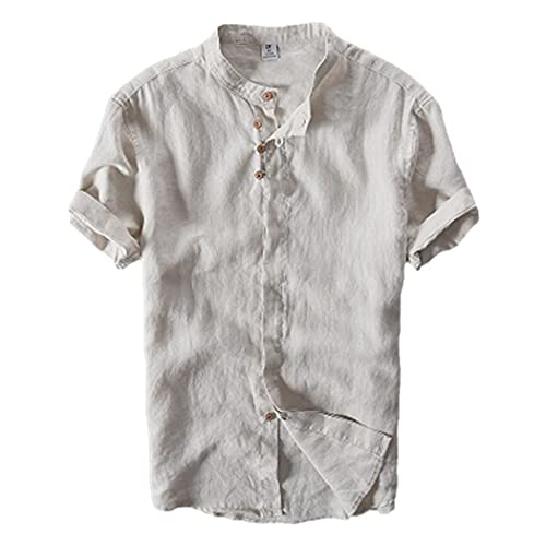 Chemise en lin homme anti-transpiration manches courtes pour rester frais en L