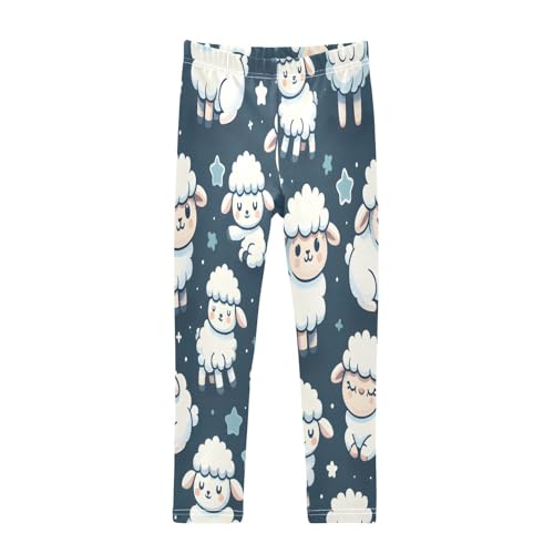 Bolaz Toddler Girls Leggings Printed Yoga Pants Leggings Cartoon Sheep Blue Background for Kids