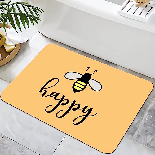 KLRIGR Bathroom Rugs Non Slip Washable Bath Mat for Bathroom Shower Room Bathtub, Little Bee Happy Every Day, 16x24 Inches