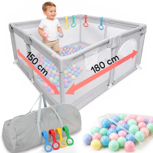 Parque Infantil Bebé Grande, Corralito de Juegos con Malla para Niños Bebes