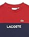 Lacoste Unisex Short Sleeve Colorblock Crew Neck Childrens Tee Shirt, Ora/Navy Blue, 16Yr
