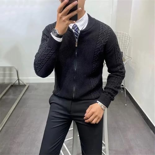 Men's Zipper Knitted Cardigan Twisted Sweater Jacket4