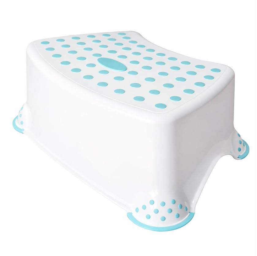 KiNDERWELT Premium Tritthocker für Kinder und Babys, weiß, Tritthocker Stufe für Kleinkinder ab 18 Monaten, abwischbar, rutschfest und BPA-frei