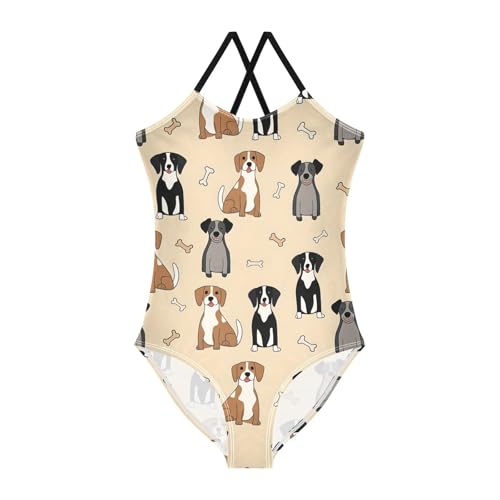 Dog Bones Pattern Girls One Piece Swimsuits Summer Quick Dry Beach Bathing Suit