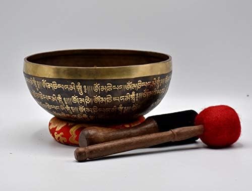 Mantra Carved 9" Himalayan Singing Bowl, Beaten Hammered Tibetan Singing Bowls, Hand Carving From Nepal