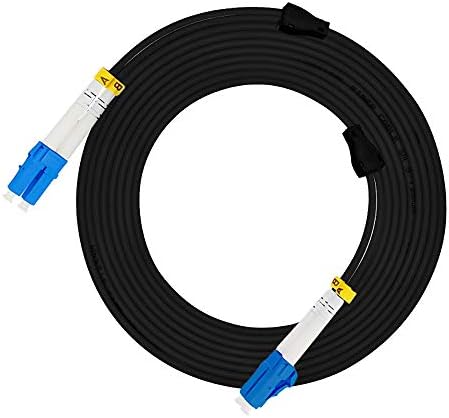 Jeirdus 50M LC to LC Outdoor Armored Duplex 9/125 SM Fiber Optic Cable Jumper Optical Patch Cord Singlemode 50Meters 160ft LC-LC