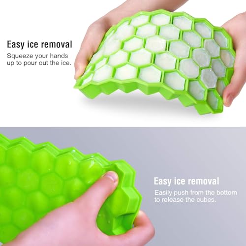 Image of Honeycomb Silicone Ice Cube Tray Flexible Easy Release Ice Mold, 37 Grid Hexagon Ice Maker, BPA Free Food Grade Tray for Whiskey, Cocktails, Juice Freezing. (Random Color)