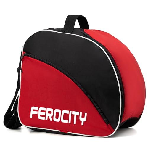 Ferocity Juego Premium de Bolsa para esquíes y Botas de esquí para 1 par de esquíes-Bastones-Zapatos-Casco | 180 cm | con Bolsa de cordón y Bolsillo Lateral Color Rojo Y Negro [053] - imagen 6