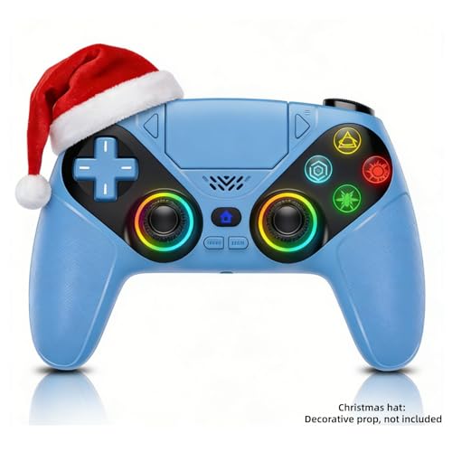 Gamrombo RGB Wireless Controller for PS5/Pro/Slim & PCs, Bluetooth Gamepad with Back Buttons, Touchpad, Marco, Turbo, Dual Vibration, 6-Axis Sensor, 3.5mm Audio Jack, Speaker