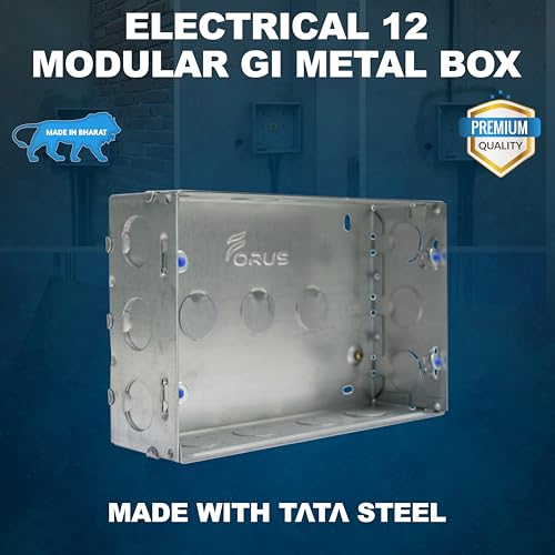 Image of Forus Concealed GI Sheet Metal Modular Box 12 Module, Excellent Quality Rustproof Galvanized Iron Heavy Duty Flush Mounting Electrical Junction Box, 18 Gauge thick 8x6 Inch Junction Box-2PC
