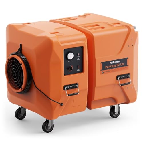 PURISYSTEMS Portable Air Scrubber, 2000 CFM Stackable Commercial Air Filtration System with Built-In UV-C Light, 3-Stage Filtration Negative Air Machine for Water/Fire Damage Restoration, Renovation