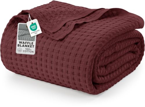 Utopia Bedding 100% Baumwolle Waffeldecke Kuschedecke 300 GSM (Bordeaux - 228 x 182 cm) weiche leichte, atmungsaktive tagesdecke… – Ansicht 1