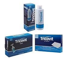 Tricovit Shampoo + Tablets + Forte Lotion - 1 Routine Hair Growth Shampoo For Thinning Hair 8.4 oz, 1 Pro Hair Nutrition & Growth Stimulant Hair Supplement 60 gels, 1 Forte Hair Lotion 10 packs