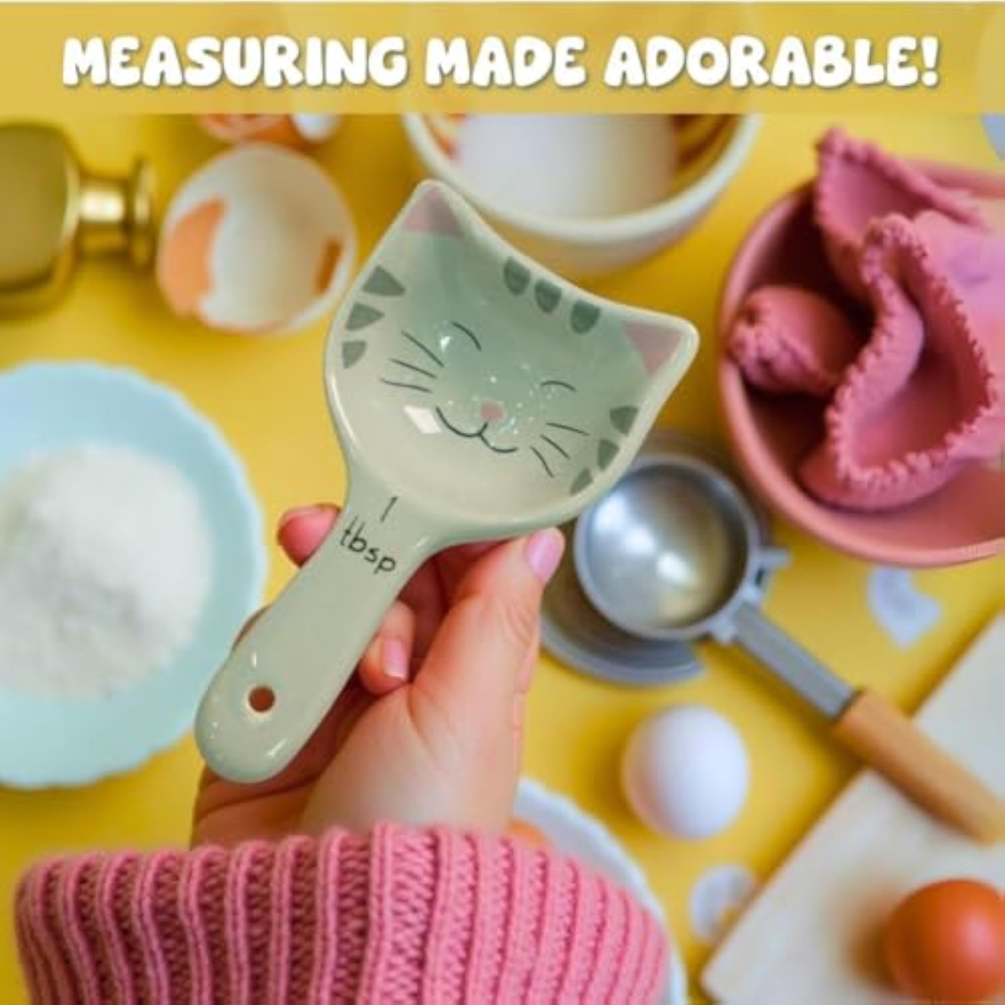 Cat Measuring Spoons Set of 4, Ceramic Kitchen Gifts
