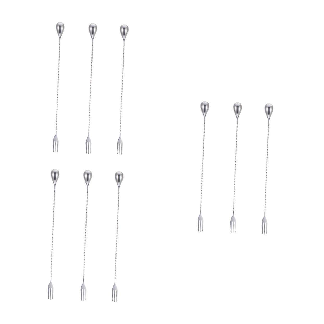 Amosfun 9 Pz cucchiaio in acciaio inossidabile cucchiaio da bar cucchiai per mescolare a manico lungo Silver