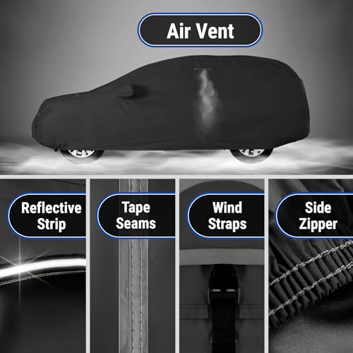 Image of iCarCover Premium SUV Cover for 2003-2010 BMW X3 Heavy Duty Waterproof All Weather Automobiles Custom Fit Full Exterior Indoor Outdoor UV Snow Rain Protection Covers (Stripe - Black /Gray)