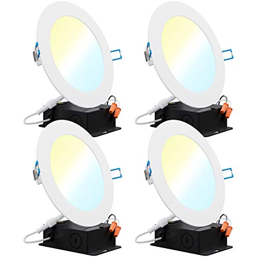 Buy 1 get 1 Sunco Lighting 6 Inch Ultra Thin LED Recessed Ceiling Lights Slim, Selectable Color Temperature, Dimmable 14W=100W, 850 LM, Smooth Trim, Canless Wafer Thin with Junction Box - ETL Energy Star 4 Pack