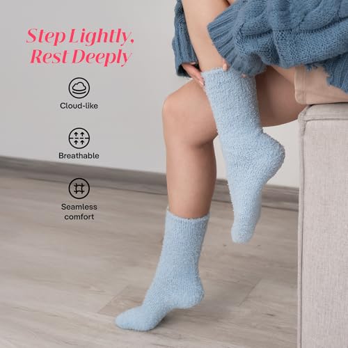 Image of COOLMATE Fuzzy Socks for Women Gift Box - Cozy Soft Cloud Socks for Spa Home, Mother's Day Gifts for Mom Grandma