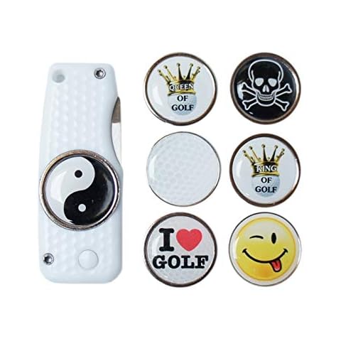 RoLoGOLF Pitchgabel weiß aufklappbar incl. 1 Golfball Marker Cover