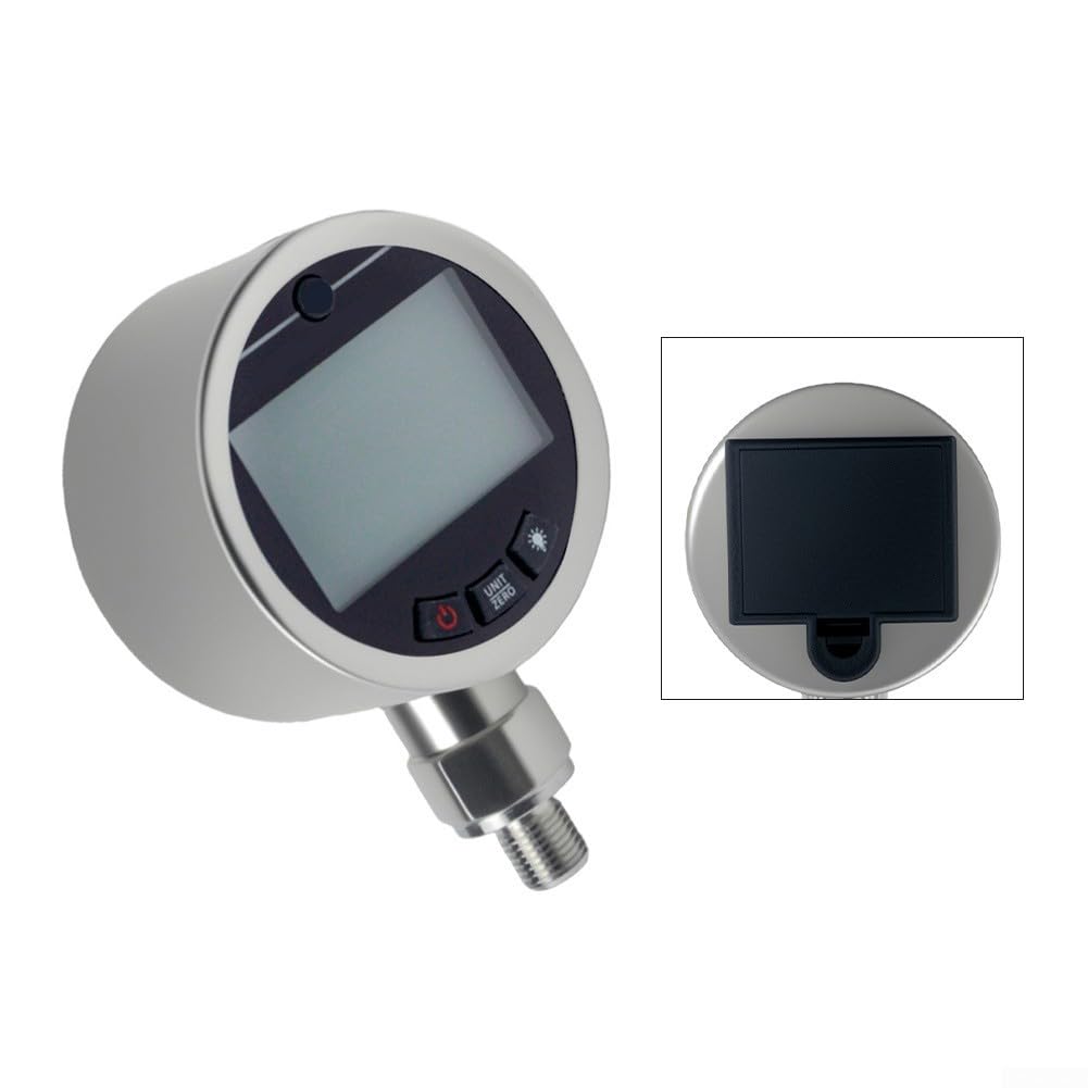 Medidor de presión hidráulico digital G1/4 de acero inoxidable retroiluminado, pantalla LCD, valor máximo máximo máximo 0-4 MPa, 0-40 MPa, 0-60 MPa, múltiples unidades de presión, compacto (0-40 MPa)